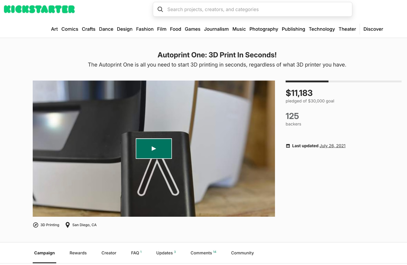 Autoprint Kickstarter Campaign